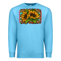 Ocean Blue sunflower serape leopard background Premium Sweatshirt - Jasminsmagicworld