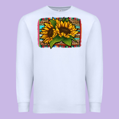 Sunflower Serape Leopard Background Premium Sweatshirt Designed By Jasminsmagicworld
