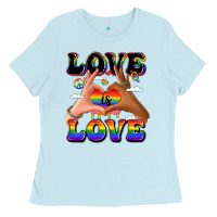 Baby Blue love is love lgbtq pride hands Ladies Tee - LillyAllenDesigns