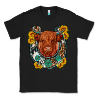 Black western leopard cowhide cow horseshoe Classic Tee - OliviaCreatesArt