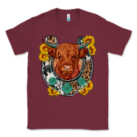 Burgundy western leopard cowhide cow horseshoe Classic Tee - OliviaCreatesArt