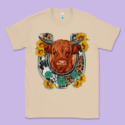 Western Leopard Cowhide Cow Horseshoe Classic Tee Designed By Oliviacreatesart