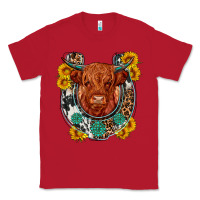 Red western leopard cowhide cow horseshoe Classic Tee - OliviaCreatesArt