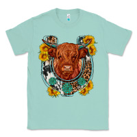 Seafoam western leopard cowhide cow horseshoe Classic Tee - OliviaCreatesArt