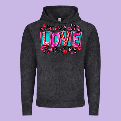 Love Valentine Vintage Hoodie Designed By Cowhidedigitalart