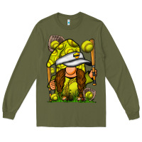 Army Green softball gnome Long Sleeve Tee - SublimationCraftShop