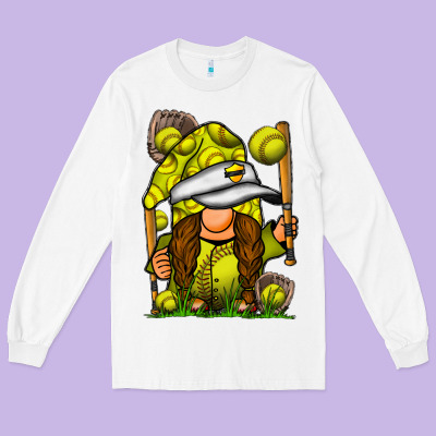 Softball Gnome Long Sleeve Tee Designed By Sublimationcraftshop