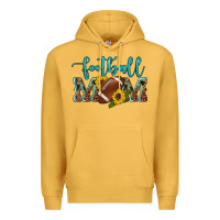 Mustard western leopard camouflage sunflowers  glitter mom football Premium Hoodie - Artiststas
