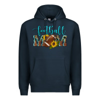 Navy western leopard camouflage sunflowers  glitter mom football Premium Hoodie - Artiststas