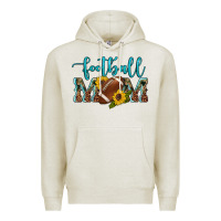 Oatmeal Heather western leopard camouflage sunflowers  glitter mom football Premium Hoodie - Artiststas
