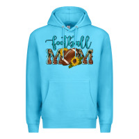 Ocean Blue western leopard camouflage sunflowers  glitter mom football Premium Hoodie - Artiststas