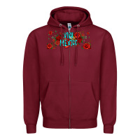 Burgundy viva mexico long live mexico Zipper Hoodie - Jasminsmagicworld
