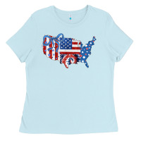 Baby Blue America map Ladies Tee - CowhideDigitalArt