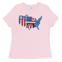 Bubblegum Pink America map Ladies Tee - CowhideDigitalArt