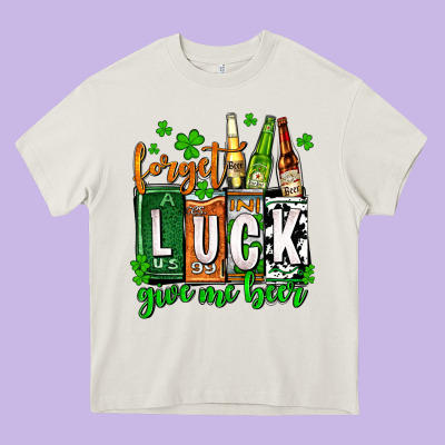 St. Patrick's Forget Luck Give Me Beer Heavy Core Tee Designed By Oliviacreatesart