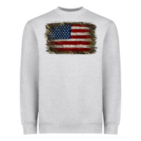 Heather Grey Camouflage Usa Flag Background Heavyweight Sweatshirt - Jasminsmagicworld