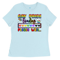 Baby Blue gay pride loading please wait Ladies Tee - LillyAllenDesigns