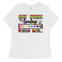White gay pride loading please wait Ladies Tee - LillyAllenDesigns