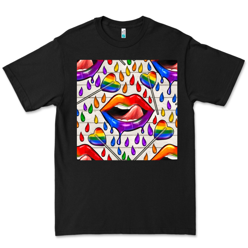 Pride Lgbtq Lips And Heart Lollipop Seamless Patte Premium Tee by BundleAndBundleShop | Teevron