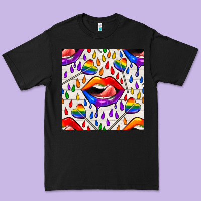 Pride Lgbtq Lips And Heart Lollipop Seamless Patte Premium Tee Designed By Bundleandbundleshop