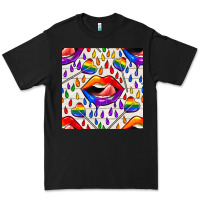 Black Pride lgbtq lips and heart lollipop seamless patte Premium Tee - BundleAndBundleShop