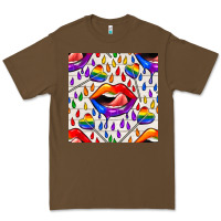 Cacao Pride lgbtq lips and heart lollipop seamless patte Premium Tee - BundleAndBundleShop