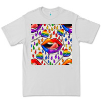 Dove Grey Pride lgbtq lips and heart lollipop seamless patte Premium Tee - BundleAndBundleShop