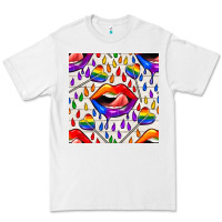 White Pride lgbtq lips and heart lollipop seamless patte Premium Tee - BundleAndBundleShop