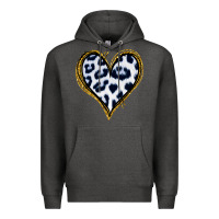 Charcoal Heather Dalmatians Heart Gold Glitter Premium Hoodie - Jasminsmagicworld