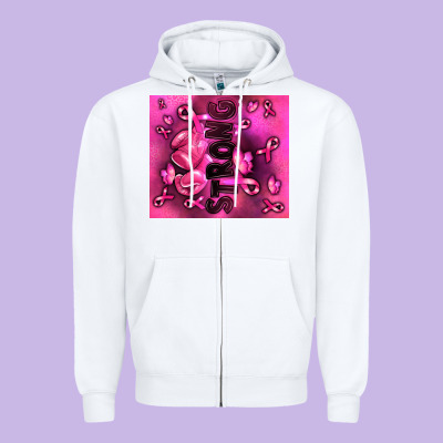 Strong Breast Cancer Zipper Hoodie Designed By Ranaportraitstore