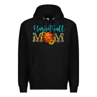 Black western leopard camouflage sunflowers glitter mom basketball Premium Hoodie - Artiststas