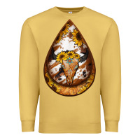 Antique Gold sunflower tooled leather bullskull teardrop earrings Premium Sweatshirt - Jasminsmagicworld