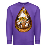 Purple sunflower tooled leather bullskull teardrop earrings Premium Sweatshirt - Jasminsmagicworld