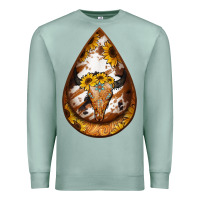 Sunflower Tooled Leather Bullskull Teardrop Earrings Premium Sweatshirt | Teevron