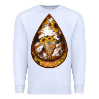 White sunflower tooled leather bullskull teardrop earrings Premium Sweatshirt - Jasminsmagicworld