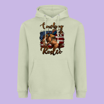 Cowboy Up Rodeo Bucking Bronco Heavyweight Hoodie Designed By Jasminsmagicworld
