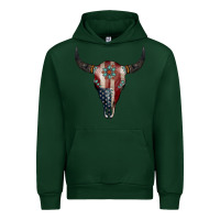 Forest Green American Bull Skull Gemstone Urban Hoodie - Jasminsmagicworld