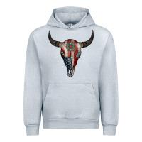 Heather Grey American Bull Skull Gemstone Urban Hoodie - Jasminsmagicworld