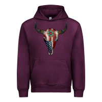 Mauve Wine American Bull Skull Gemstone Urban Hoodie - Jasminsmagicworld