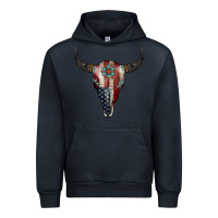 Navy American Bull Skull Gemstone Urban Hoodie - Jasminsmagicworld