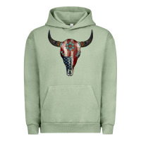 Pigment Oil Green American Bull Skull Gemstone Urban Hoodie - Jasminsmagicworld