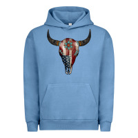 Pigment Pebble Blue American Bull Skull Gemstone Urban Hoodie - Jasminsmagicworld