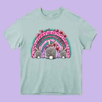 Easter Bunny Rainbow Heavy Core Tee Designed By Oliviacreatesart