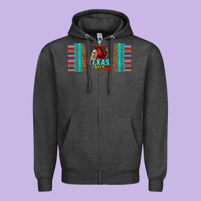 Texas Chica Skull With Bandana Zipper Hoodie Designed By Jasminsmagicworld