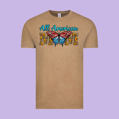 All American Mom Butterfly Vintage Tee Designed By Lillyallendesigns