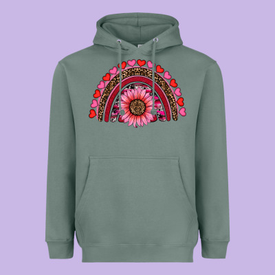 Valentine's Day Sunflower Rainbow Heavyweight Hoodie Designed By Ranaportraitstore