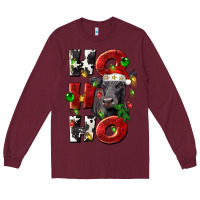 Burgundy Christmas ho ho ho black angus Long Sleeve Tee - LillyAllenDesigns