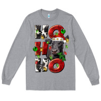 Heather Grey Christmas ho ho ho black angus Long Sleeve Tee - LillyAllenDesigns