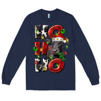 Navy Christmas ho ho ho black angus Long Sleeve Tee - LillyAllenDesigns