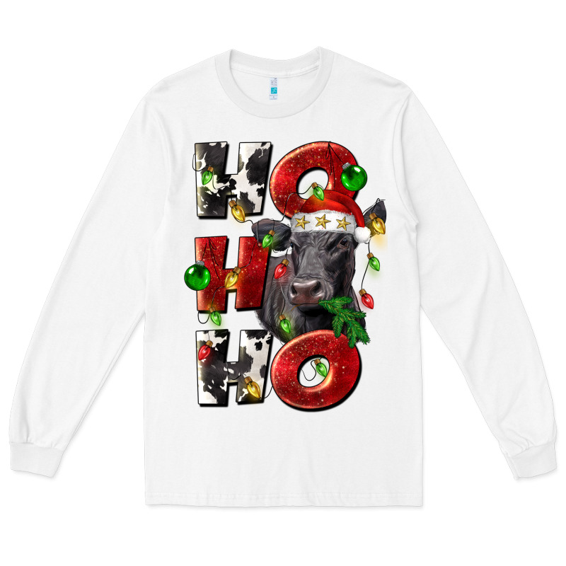 Christmas Ho Ho Ho Black Angus Long Sleeve Tee by LillyAllenDesigns | Teevron